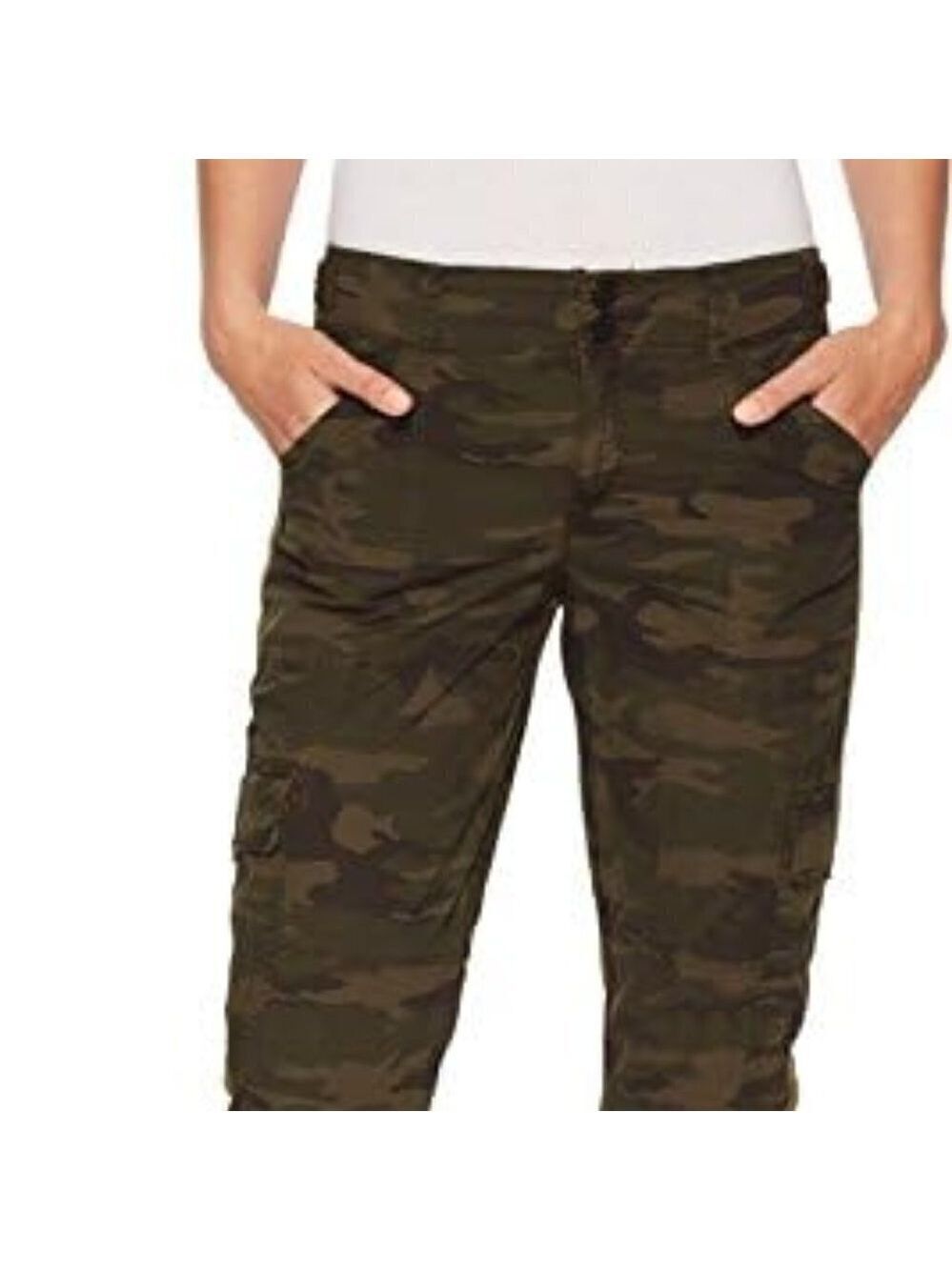 Sanctuary by Anthropologie Linen Relaxed Fit Camo Cargo Pants Size 25